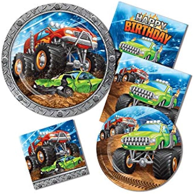 MONSTER TRUCK RALLY BEVERAGE NAPKINS 16-PIECES - Image 3